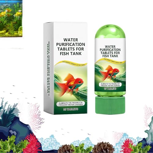 Leistungsstarke Aquarium-Wasserreinigungstablette, Wasserreinigungstabletten für Aquarien, tragbare Wasserreinigungstabletten, entfernen Sie alle Arten von Aquariumwasser (1 Stück) von Trredrins