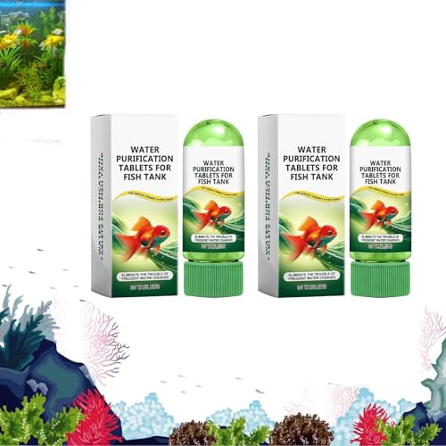 Leistungsstarke Aquarium-Wasserreinigungstabletten, Wasserreinigungstabletten für Aquarien, tragbare Wasserreinigungstabletten, entfernen Sie alle Arten von Aquariumwasser (2 Stück) von Trredrins