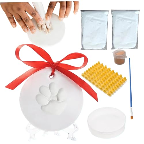 Trrymbbe Hundepfotenabdruck Kit, Baby Haustier Pfotenabdruck Oramentkit, DIY Hanging Clay Paw Print Haustier Eindruck für Baby Handhunde & Katzen Familie Andenkenszeithund Trrymbbe Hundepfotenabdruck Kit, Baby Haustier Pfotenabdruck Oramentkit, DIY Hanging Clay Paw Print Haustier Eindruck für Baby Handhunde & Katzen Familie Andenkenszeithund von Trrymbbe