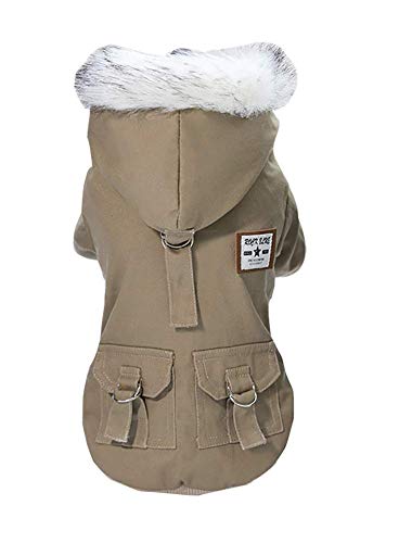 Rdc Pet Pet Hunde Kapuzenpullis Arbeitskleidung verdickter Hund insgesamt Hund Militäruniform Armee Sweater Baumwolljacke Pelzmantel für kleine Hund mittlere Hund (Braun,L) von Trudz PET