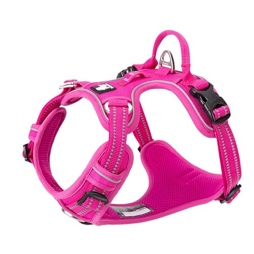 True Love Hundegeschirr, kein Ziehen, verstellbar, reflektierend, weiches Nylon, für kleine und große Haustiere, TLH56512 (XL, Fuchsia) von Truelove