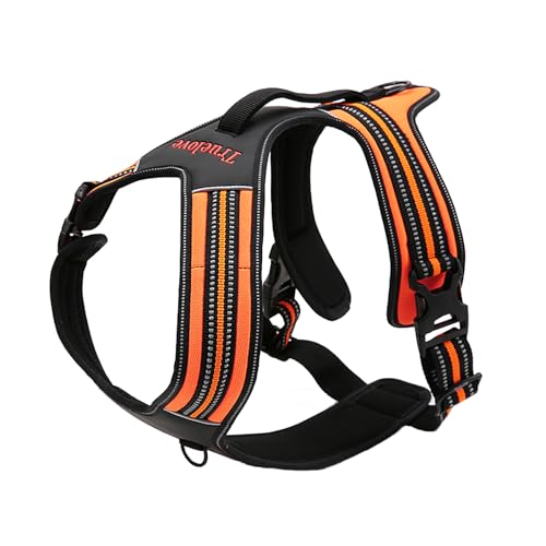 Truelove TLH5551 verhindert Zerren Hundegeschirr mit Griff Weich Gepolstert Pet Hundegeschirr Weste, reflektierendes Material(XL, Orange) von True Love