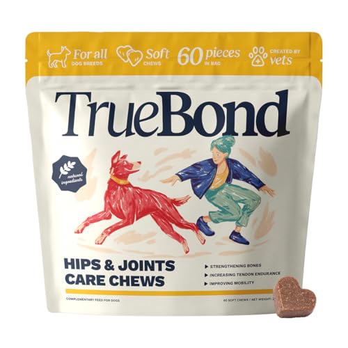 TrueBond Gelenk-Leckerlis für Hunde – mit Glucosamin, Grünlippmuschel, MSM, Chondroitin, Kollagen & Vitamin C – Für gesunde, bewegliche Gelenke – 60 schmackhafte Snacks von Truebond