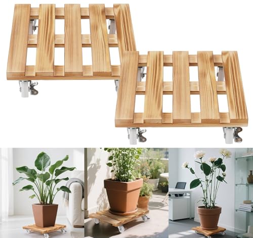 Truevaste 2er Pflanzenroller Eckig 30x30 cm, Outdoor Indoor Rollbrett Pflanzen bis 120 kg aus Kiefernholz mit 4 Rollen, Fäulnis, Stabile Blumentopf Untersetzer Roller für Innen und Außen Truevaste 2er Pflanzenroller Eckig 30x30 cm, Outdoor Indoor Rollbrett Pflanzen bis 120 kg aus Kiefernholz mit 4 Rollen, Fäulnis, Stabile Blumentopf Untersetzer Roller für Innen und Außen von Truevaste