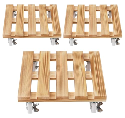 Truevaste 3er Pflanzenroller Eckig 30x30 cm, Outdoor Indoor Rollbrett Pflanzen bis 120 kg aus Kiefernholz mit 4 Rollen, Fäulnis, Stabile Blumentopf Untersetzer Roller für Innen und Außen Truevaste 3er Pflanzenroller Eckig 30x30 cm, Outdoor Indoor Rollbrett Pflanzen bis 120 kg aus Kiefernholz mit 4 Rollen, Fäulnis, Stabile Blumentopf Untersetzer Roller für Innen und Außen von Truevaste