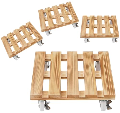 Truevaste 4er Pflanzenroller Eckig 30x30 cm, Outdoor Indoor Rollbrett Pflanzen aus Kiefernholz mit 4 Rollen bis 120 kg, Fäulnis, Stabile Blumentopf Untersetzer Roller für Innen und Außen Truevaste 4er Pflanzenroller Eckig 30x30 cm, Outdoor Indoor Rollbrett Pflanzen aus Kiefernholz mit 4 Rollen bis 120 kg, Fäulnis, Stabile Blumentopf Untersetzer Roller für Innen und Außen von Truevaste