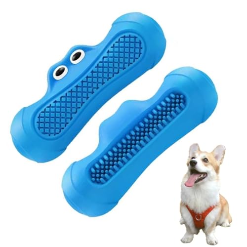 Truseful Quietschendes Hunde-Kauspielzeug für aggressive Kauer, langlebiger, interaktiver Zahnfußball für bessere Zahngesundheit (Blau, Orge) von Truseful