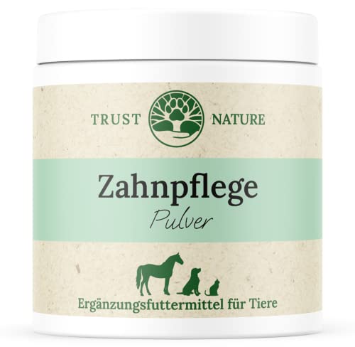 Trust Nature | Zahnpflege Pulver für Hunde & Katzen | gegen Plaquebildung | fördert frischen Atem | Petersilie, Minze, Vitamin C, Spirulina, Chlorella und Eierschale | Laborgeprüft I Made in Germany von Trust Nature