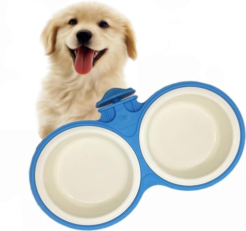 Wassernapf für Hundekäfige und Käfige, 2-in-1-Hängeschüssel zum Aufhängen, Futternapf für Haustiere, kleine Größe, Blau von Trusttread