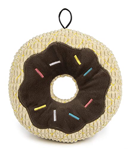 TrustyPup Tough 'N Fun Chocolate Donut Squeaky Plush Dog Toy, Chew Guard Technology - Brown, Large von TrustyPup