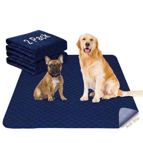 Hundeunterlagen, waschbar, 134,6 x 165,1 cm, extra groß, wasserdicht, super saugfähig, rutschfest, für Welpengehege, 2 Stück Hundeunterlagen, waschbar, 134,6 x 165,1 cm, extra groß, wasserdicht, super saugfähig, rutschfest, für Welpengehege, 2 Stück von Trusupetta