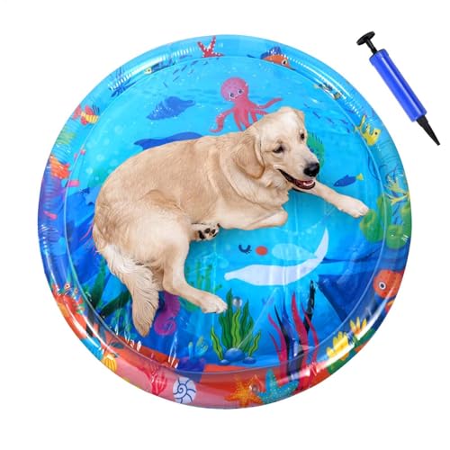Trveqhk Katzenspielmatte, aufblasbares sensorisches Wasserkissen für Haustiere, dickes Hundebett, interaktives Spielzeug, Haustierspielzeug mit Pumpe für Katzen, Hunde und Trveqhk Katzenspielmatte, aufblasbares sensorisches Wasserkissen für Haustiere, dickes Hundebett, interaktives Spielzeug, Haustierspielzeug mit Pumpe für Katzen, Hunde und von Trveqhk