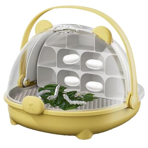 Trveqhk Seidenraupe Transportbehälter - Transparente Futterbox Transportbehälter mit Griff - Carrier Habitat Käfig Beobachten Haustierhaus für Outdoor & Frösche von Trveqhk