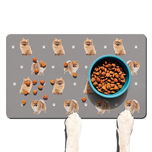 Funny Pomeranian Hundenapfmatte, Silikon, für Hundefutter, Bodenmatte für kleine, mittelgroße und große Haustiere von Trwoesu