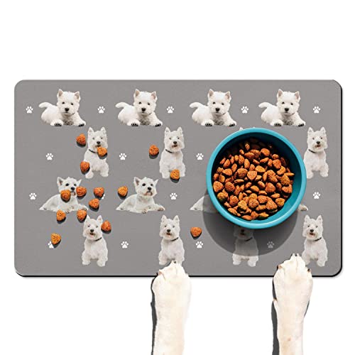 Lustige Westie-Hundenapfmatte, rutschfeste Hunde-Tischsets, Futtermatte für Futter und Wasser von Trwoesu