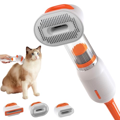 Trywise Katzenpflege-Staubsauger-Set mit Bürste, geräuscharmes Tierhaar-Trimmen und -Fellpflege für Hauskatzen, 4-in-1-Staubsauger-Fellpflegegerät für lang- oder kurzhaarige Kätzchen von Trywise
