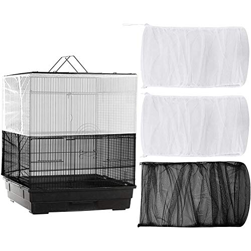 Tsadeer 3 Stück große verstellbare Abdeckung für Vogelkäfig Seed Feather Catcher Universal Birdcage Nylon Mesh Net Cover Soft Skirt von Tsadeer