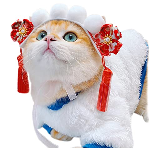 Hanfu Kopfbedeckung für Haustiere, für Katzen und Hunde, Kostüme, Kostüme, Dekoration, Rot, Größe L (8,5 kg oder mehr) von Tsangbaby