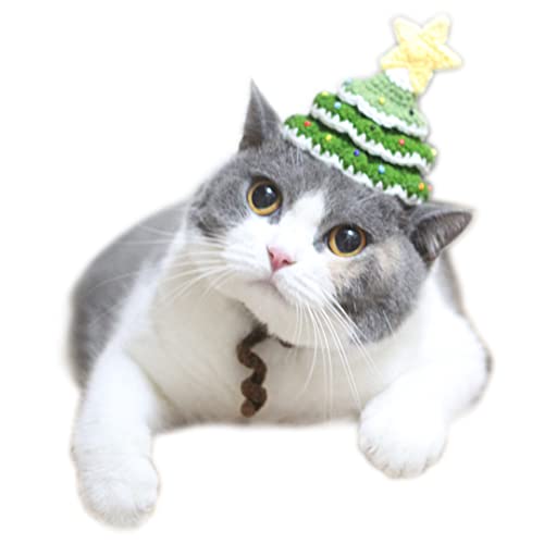 Haustier-Hut, gehäkelt, für Party, Katze, Weihnachtsbaum, handgefertigt, warme Kopfbedeckung für Weihnachten, Fotografie, Requisiten von Tsangbaby