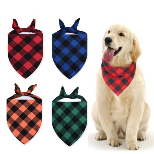 4er Set Klassisches Kariertes Hundehalstuch aus Baumwolle - Tsathoggua Hunde Dreiecks Halstuch - Verstellbares Bandana Dreieckstuch für Hunde in verschiedenen Größen 4er Set Klassisches Kariertes Hundehalstuch aus Baumwolle - Tsathoggua Hunde Dreiecks Halstuch - Verstellbares Bandana Dreieckstuch für Hunde in verschiedenen Größen von Tsathoggua