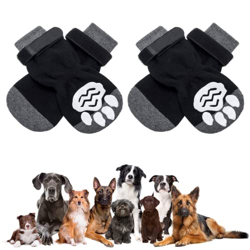 Tsathoggua 2 Paar Indoor Anti-Rutsch Socken FüR Hunde, Pfotenschutz Haftsocken FüR Kleine Und MittelgroßE Hunde; rutschfeste Verstellbare Hundesocken FüR Den Innenbereich Auf HartholzböDen von Tsathoggua