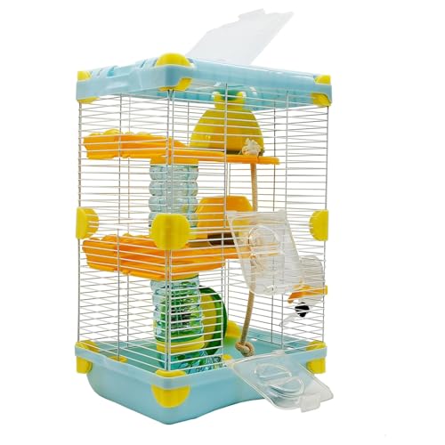 3-lagiger Hamsterkäfig für Rennmäuse, Mäusehaus mit Laufrad und Klettertunnel für Hamster, Rennmäuse, kleine Kaninchen von TsoLay