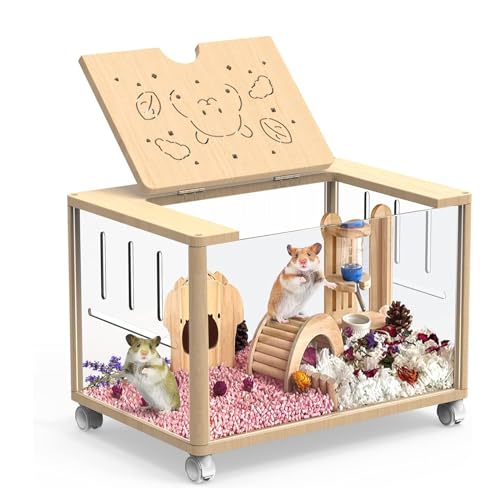 Hamsterkäfige Holz Hamsterkäfig Transparent Acryl Hamsterkäfig Hamstervilla Zuchtbox für Hamster/Chinchilla/Kaninchen/Küken Hamsterkäfige Holz Hamsterkäfig Transparent Acryl Hamsterkäfig Hamstervilla Zuchtbox für Hamster/Chinchilla/Kaninchen/Küken von TsoLay