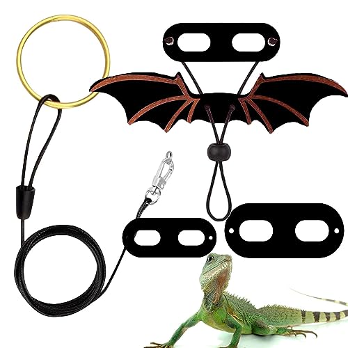 Bartagame Leine Geschirr | Bartagamengeschirr und Leine | 3 Stück verstellbare Leinen, Reptilienleine aus weichem Leder mit coolen Flügeln für Leguan-Gecko-Chamäleon-Amphibien Tsuchiya von Tsuchiya