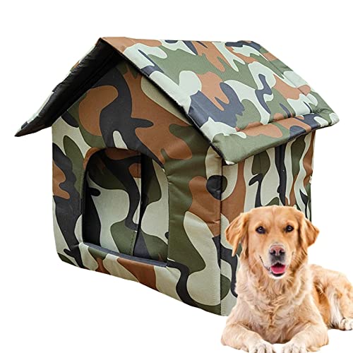 Katzenhaus Für Draußen Winterfest | Hundehöhle Katzenhöhle mit Wasserdicht Segeltuchdach | Wetterfester Faltbare Pet Outdoor House Katzenhütte mit Abnehmbarem Matte Für Hund Katze von Tsuchiya