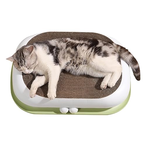 Kratzspielzeug für Katzen | 3-in-1-Kratzbrett aus Pappe,Doppellagiges Kratzpad mit interaktivem Trackball, ovales Doppelball-Kratzpad aus Wellpappe für Katzenkratzschale Tsuchiya Kratzspielzeug für Katzen | 3-in-1-Kratzbrett aus Pappe,Doppellagiges Kratzpad mit interaktivem Trackball, ovales Doppelball-Kratzpad aus Wellpappe für Katzenkratzschale Tsuchiya von Tsuchiya