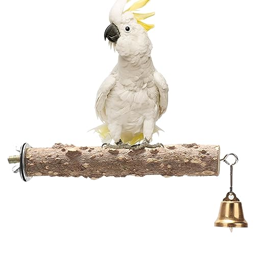 Papageiensitzstangen aus Holz - Natürliches Pfefferholz-Barsch-Vogelständer-Stangenspielzeug mit Glocke - Frosted Mouth Grinding Toys Wellensittiche, Turteltauben, Nymphensittiche Spielzeug Tsuchiya von Tsuchiya