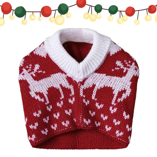 Tsuchiya Gestrickte Haustiermützen,Hunde-Wintermütze für kleine Hunde | Elastische Weihnachten Hund Winter Elch und Liebe Hut Hunde Winter Hüte mit Fellknäuel Schneeflocke Stricken von Tsuchiya