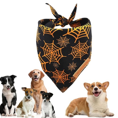 Tsuchiya Halloween-Hunde-Bandana,Hundekostüm Bandana Dual Layer | Herbst Halloween Katzen-Bandana-Kragen, Kürbis-bedruckter Dreiecksschal für Katzen-Feiertagskostü von Tsuchiya