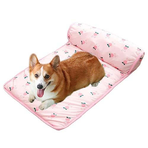 Tsuchiya Kühlendes Hundebett - Süße Haustier-Kühlmatte,Coole Haustierunterlage, selbstkühlende Haustierunterlage mit Buntem Aufdruck und Kissen für Katzen, Hunde, zu Hause, beim Camping, draußen von Tsuchiya
