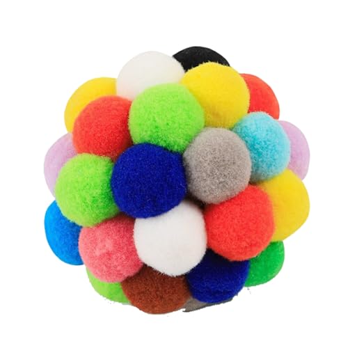 Ttiy Bunter Katzenball, handgefertigt, interaktiver Ball, Spielzeug, Spaß, Aktivität, Geräuschspielzeug für Katzen, Kätzchen, Haustiere, zufällige Farbe, 2 Stück von Ttiy
