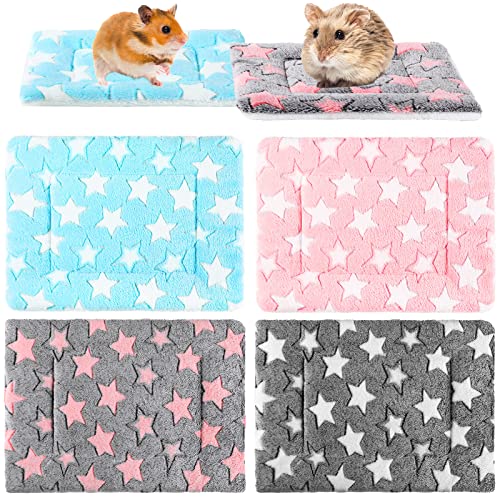 4 Stück Meerschweinchenbett Hasenbett für Kleintiere Katzen Hundebox Bett Kaninchen Igel Frettchen Wendebare Fleece Hundehütte Matte Hamster Schlafmatte Waschbare Haustier Pad Liner (Stern, 32,6 x von Tuanse