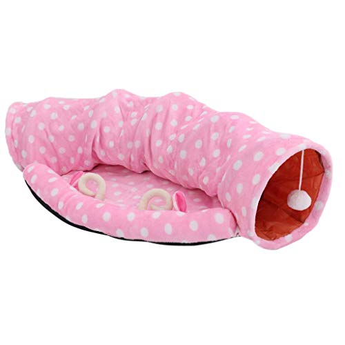 Tubayia Faltbare Katzentunnel Katzenbett Haustier Katzen Tunnel Bett Katzenspielzeug (Rosa) von Tubayia