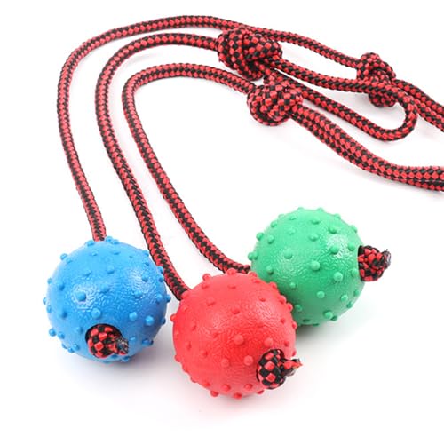 Tucireat Hundespielzeug Ball mit Seil 3 Stück Ball mit Seil Naturkautschuk Ball mit Schnur Hund BäLle Spielzeug Am Seil für Hunde Hundespielzeug für Haustiere Hunde Ausbildung Spielen von Tucireat