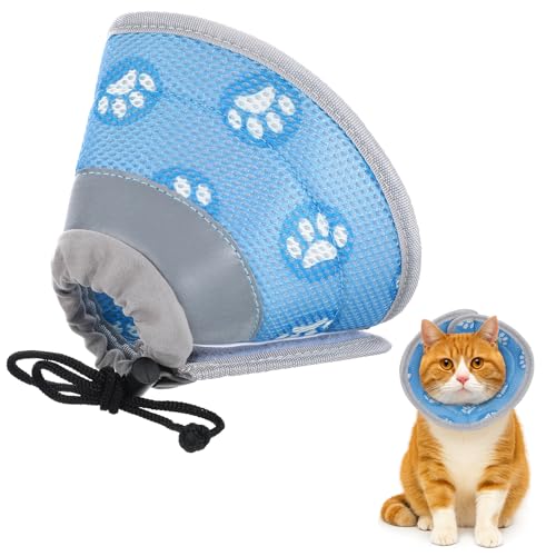 1pc Halskrause Katze, Wiederherstellung Katzen Halskrause, Verstellbar Weich Kragen KatzeBlau, Geeignet für verletzte Kätzchen und Welpen von Tucnoeu