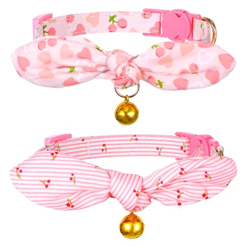 Tucnoeu 2er Pack Katzenhalsband mit Abnehmbarer Schleife, Verstellbares Cat Collar mit Glocke von Tucnoeu