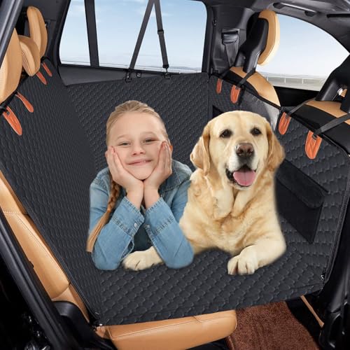 Hundedecke Auto Rücksitz Festboden Universal Autoschondecke Hunde Rücksitz mit Beobachtungsfenster und Schutzleiste, Wasserdicht von Tudegy