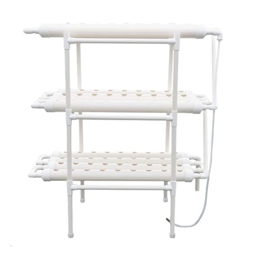 Hydroponisches Anzuchtsystem Kit, 108 Pflanzplätze, Indoor-Gartensystem mit Timer, 220 V Wasserpumpe, Bodenfreies Pflanzenwachstum für Kräuter, Blumen, Gemüse, Obst (Beige) von Tudegy