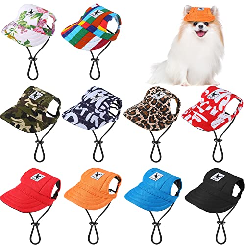 10 Stück Hundehut Hund Baseball Kappe Atmungsaktiv Sport Hut Verstellbare Sonnenschutz Hüte für Hunde mit Ohrlöchern für kleine Hunde Welpen und Kitty Haustier Outdoor-Aktivitäten Größe S von Tudomro