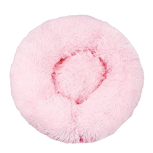 Katzenbett für Wohnungskatzen, verdicktes, weiches, atmungsaktives und flauschiges Plüsch, rundes Donut-Katzenbett mit rutschfester, wasserabweisender Unterseite für Katzen, kleine, mittelgroße Hunde und andere kleine Tiere, Hellrosa, 50 cm Katzenbett für Wohnungskatzen, verdicktes, weiches, atmungsaktives und flauschiges Plüsch, rundes Donut-Katzenbett mit rutschfester, wasserabweisender Unterseite für Katzen, kleine, mittelgroße Hunde und andere kleine Tiere, Hellrosa, 50 cm von Tuelaly