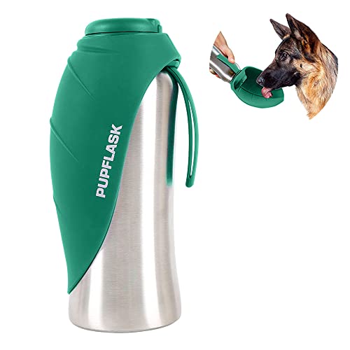 PupFlask Large Dog Water Bottle | 800 or 1200 ml Stainless Steel | Convenient Dog Water Dispenser | Puppy Travel Water Bowl | Portable Pet Water Bottle | Leak Proof Bottle Perfect Size for All Breed von Tuff Pupper