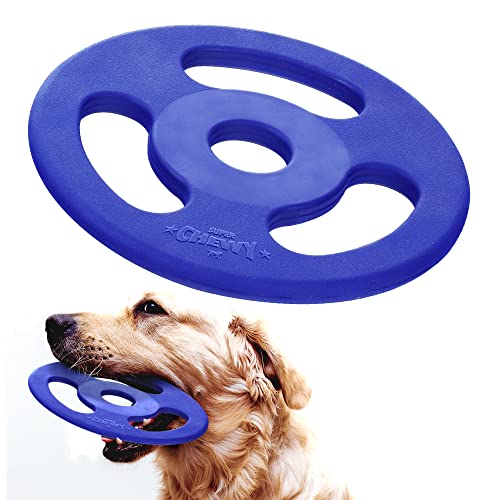 SuperChewy Tough Tug-of-War Flying Disc Toy | Lebenslange Ersatzgarantie | Starker Naturkautschuk | Tolles Frisbee Apportierspielzeug für Hunde | Ultra strapazierfähiges Kauspielzeug für Kauer von Tuff Pupper