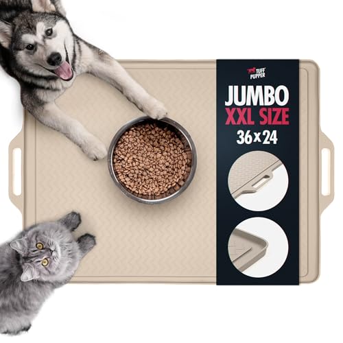 Tuff Pupper 36 x 24 XXL Hundefuttermatte für Futter und Wasser | Hundefuttermatten für Böden | wasserdichte Hundewassernapfmatte | Hunde-Platzsets Haustierfuttermatte | Silikon-Futtermatte für Katzen Tuff Pupper 36 x 24 XXL Hundefuttermatte für Futter und Wasser | Hundefuttermatten für Böden | wasserdichte Hundewassernapfmatte | Hunde-Platzsets Haustierfuttermatte | Silikon-Futtermatte für Katzen von Tuff Pupper
