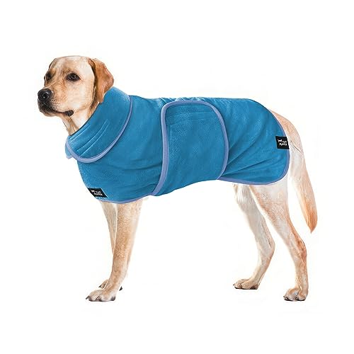 Tuff Pupper Schnell trocknender Hundebademantel | 800 g/m² Plüsch-Hundehandtuch Bademantel/Morgenmantel | super saugfähiger Haustier-/Welpen-Bademantel | verstellbare Kapuze und Bauchgurt | super Tuff Pupper Schnell trocknender Hundebademantel | 800 g/m² Plüsch-Hundehandtuch Bademantel/Morgenmantel | super saugfähiger Haustier-/Welpen-Bademantel | verstellbare Kapuze und Bauchgurt | super von Tuff Pupper