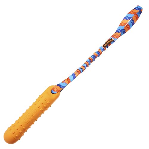 Tug-E-Nuff BOB Dog Dummy:3-in-1 Apportier-, Zerr- & Wasserspielzeug.Langlebig, wasserdicht, schwimmfähig.Bungee-Griff zum Zerren (Orange) von Tug-E-Nuff
