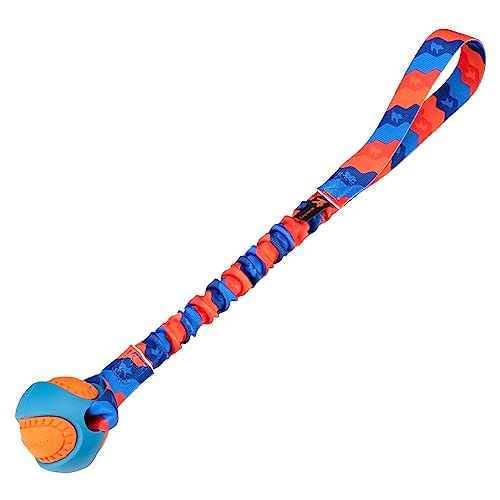 Tug-E-Nuff - PowerBall Bungee Tug | Stoßdämpfender Bungee-Griff | Langlebiges Ballspielzeug für Hunde | Ideal für interaktives Hundetraining und Hunde jeden Alters | 43 cm groß von Tug-E-Nuff